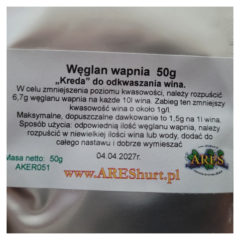 WĘGLAN WAPNIA DO ODKWASZANIA WINA 50G